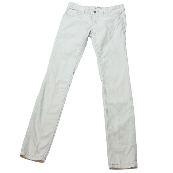 Free people Denim - Free People Straight Corduroy Pants Mid Rise White Cream Women 27W x 30L Used
